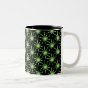 Swirling Suns Mug, Lime Green Two-Tone Coffee Mug