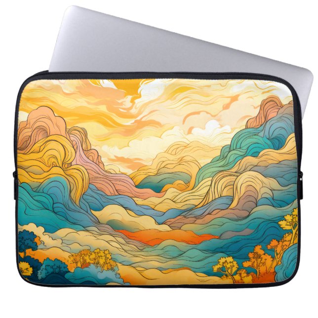 Swirling Trees, Clouds and River Laptop Sleeve (Front)