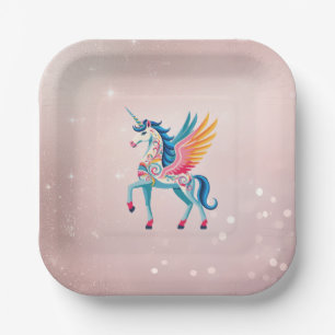 Swirling Unicorn Paper Plate