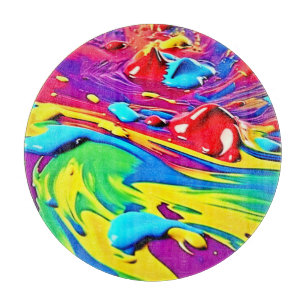 Swirling Vibrant Paint Art Cutting Board