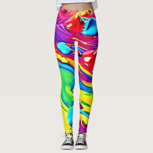 Swirling Vibrant Paint Art Leggings