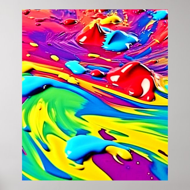 Swirling Vibrant Paint Art Poster (Front)