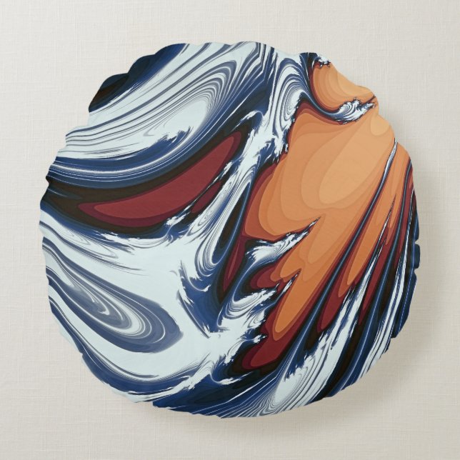 SWIRLING WATER ROUND PILLOW (Front)