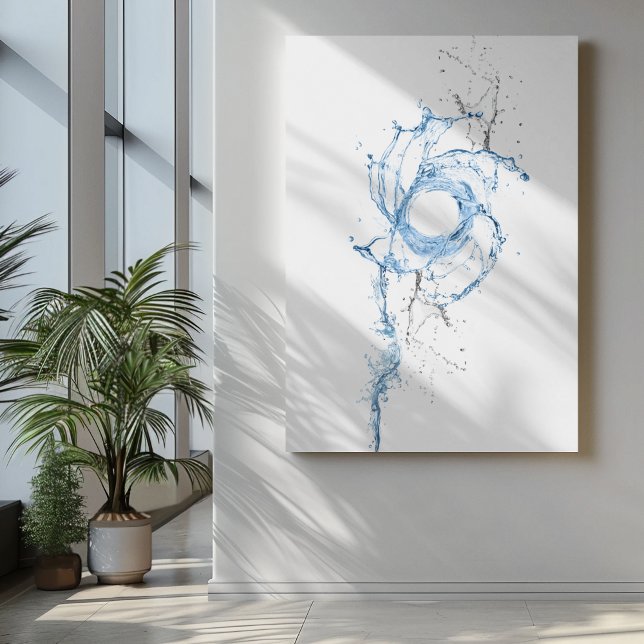 Swirling water splashes in blue and grey hues canvas print (Creator Uploaded)