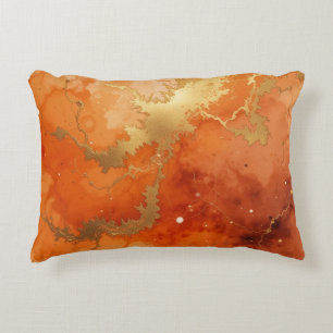 swirling watercolor gold burnt orange background accent pillow
