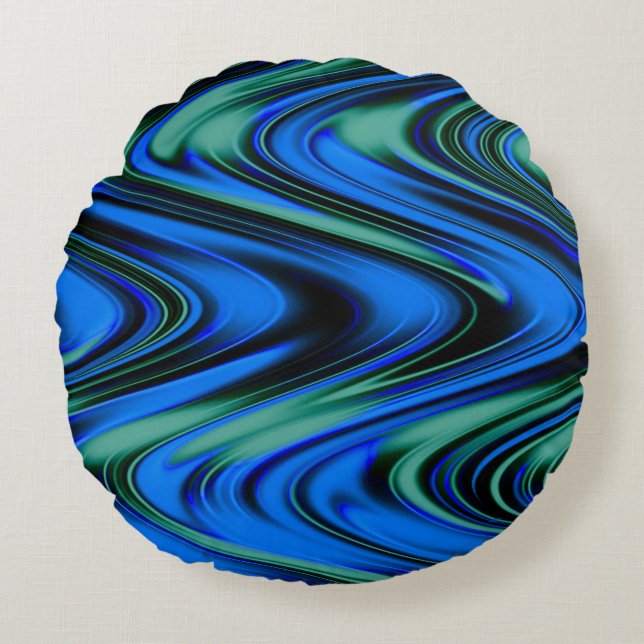 Swirling waves.... round pillow (Front)