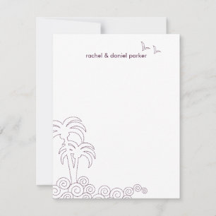 Swirling Waves Thank You Card - Eggplant