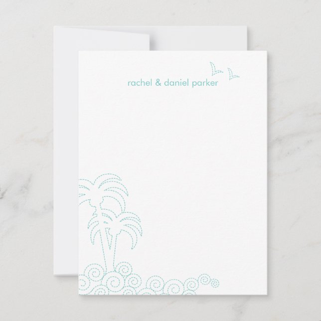 Swirling Waves Thank You Card - Robin's Egg Blue (Front)