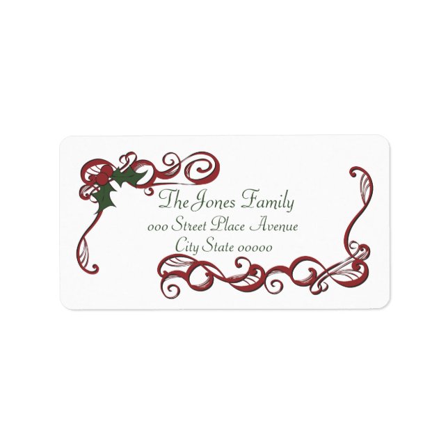 Swirls and Holly Label (Front)