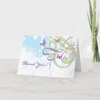 Swirls Butterflies Illustration Thank You! Card