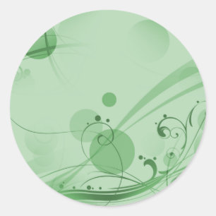 Swirls Circles Dots - Green Classic Round Sticker