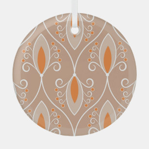 Swirls, geometric, vintage seamless pattern glass ornament