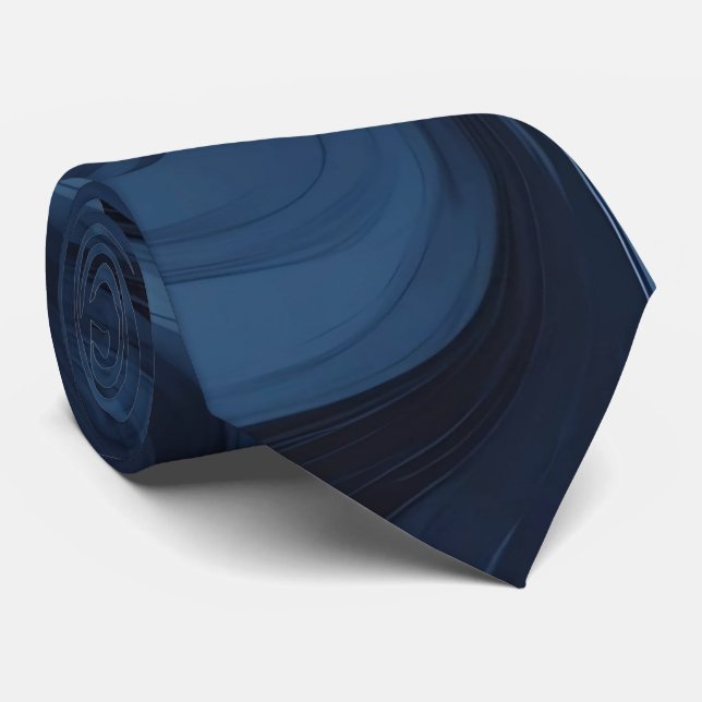 Swirls in Blue and Black Tie (Rolled)