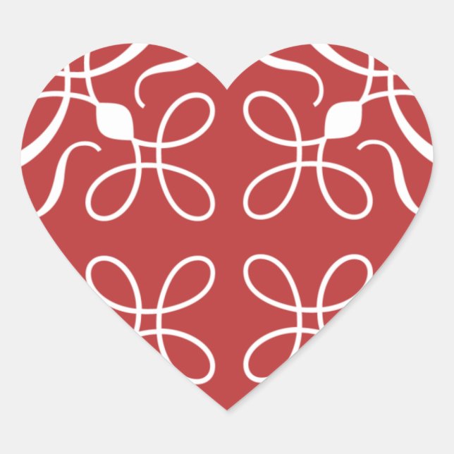 Swirls in Candy Red Heart Sticker (Front)