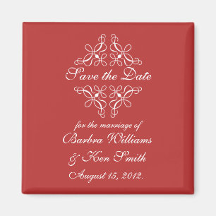 Swirls in Candy Red Save The Date Magnet