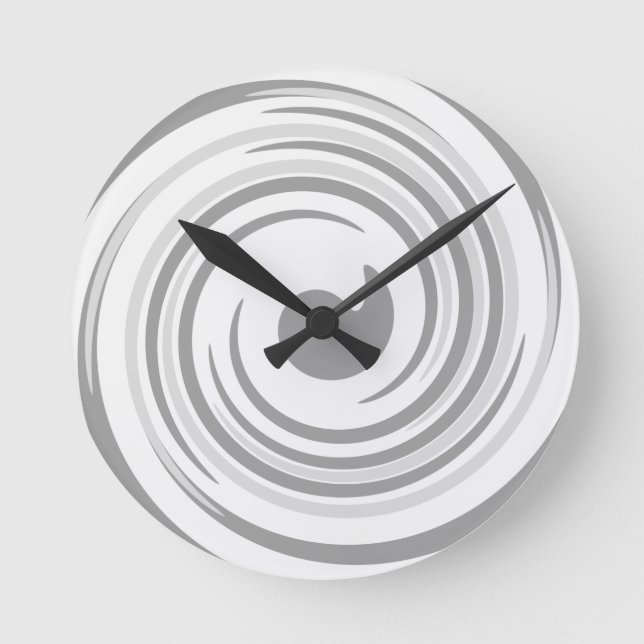 Swirls in Grey Round Clock (Front)