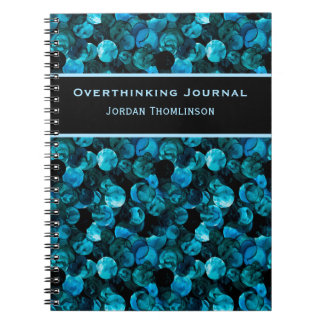 Swirls in Light Blue Aqua Teal and Black Stunning Notebook