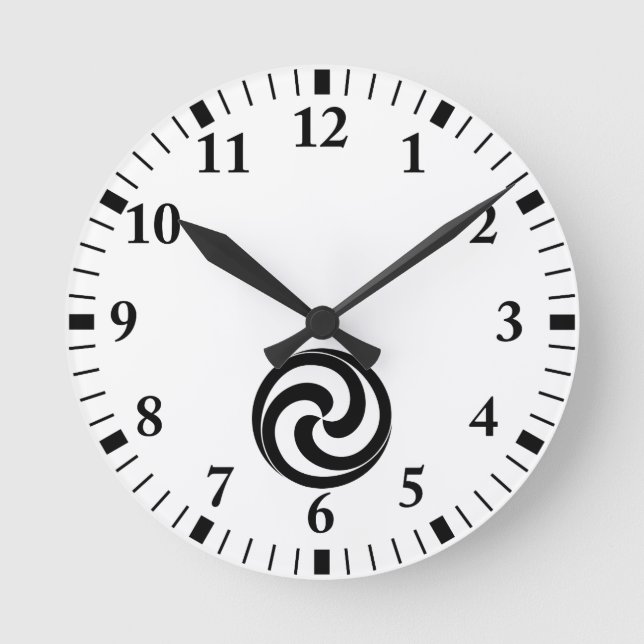 Swirls in shape of ball round clock (Front)