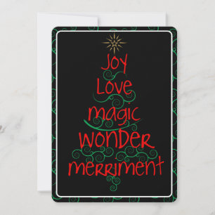 Swirls • Joy • Love • Magic • Wonder • Merriment Holiday Card