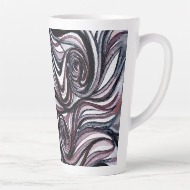 Swirls of black and white Coffee on a 17 oz. Tall Latte Mug (Right)