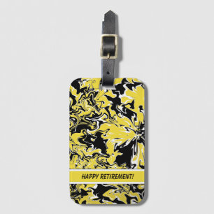 Swirls of Black, White and Yellow  Luggage Tag