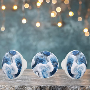 Swirls of Blue and White on Drawer Pull Knob