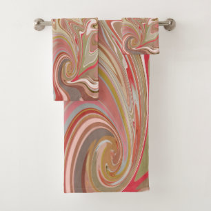 Swirls of Coral Bath Towel Set