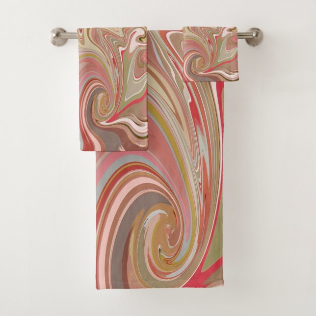 Swirls of Coral Bath Towel Set (Insitu)
