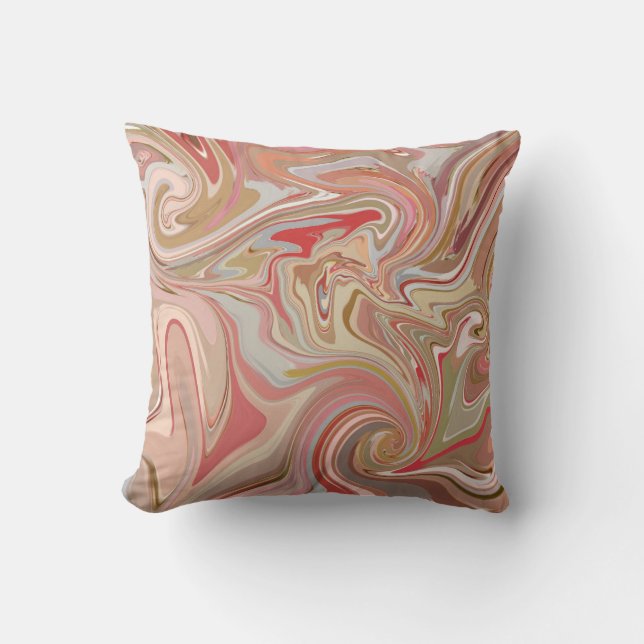 Swirls of Coral Throw Pillow (Front)