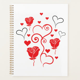 Swirls of Hearts and Roses Planner