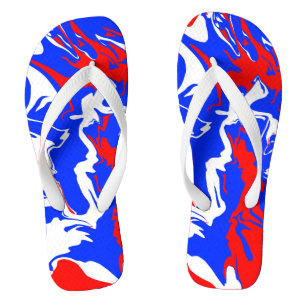 Swirls of Red, White and Blue Flip Flops