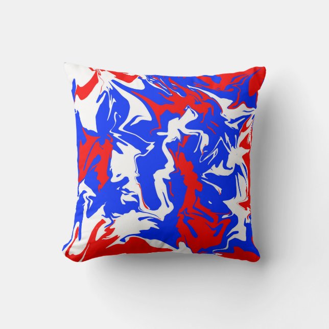 Swirls of Red, White and Blue Throw Pillow (Front)