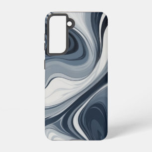Swirls of white milk in dark blue samsung galaxy case