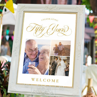 Swirls & Photos 50th Wedding Anniversary Welcome Poster
