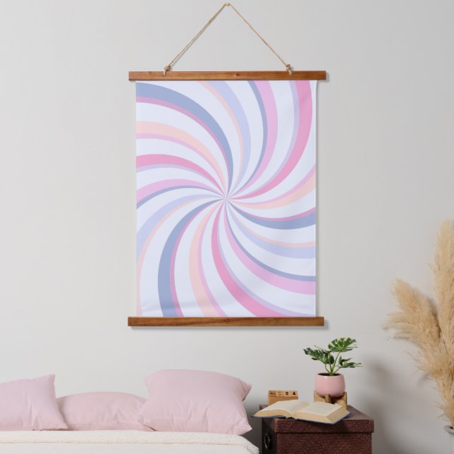 Swirls Pink Blue Peach Hanging Tapestry (Bedroom)