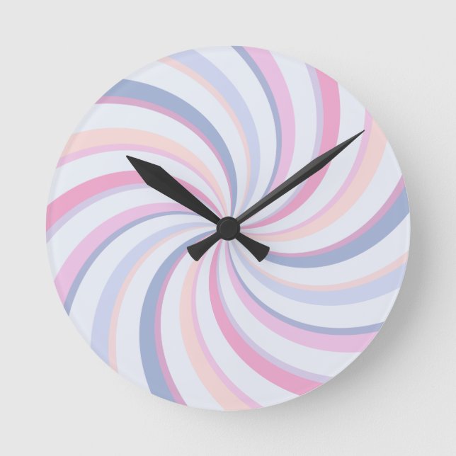 Swirls Pink Blue Peach Round Clock (Front)