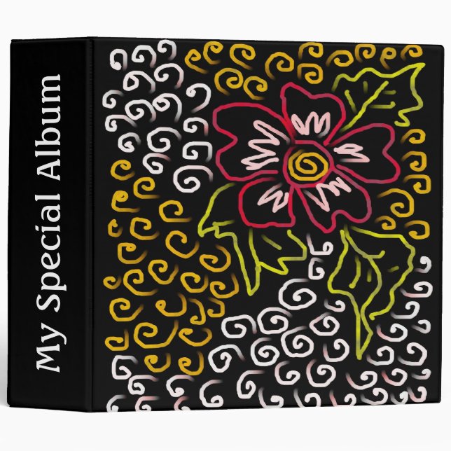 Swirls &Single Flower Digital Art Binder (Front/Spine)