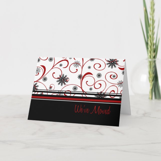 Swirls & Snow New Address Christmas Card (Front)