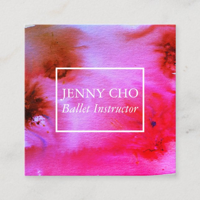 Swirls & splashes watercolor business card square (Front)
