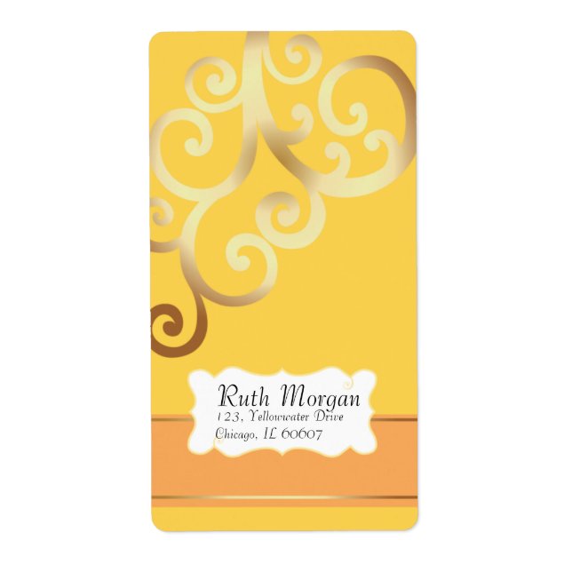 Swirls - Yellow Address labels (Front)