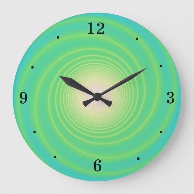 Swirly Aqua/ Lime Green> Wall Clock (Front)