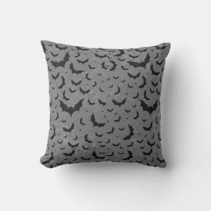 Swirly Bat Swarm Throw Pillow
