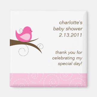 Swirly Bird Custom Baby Shower Favour Magnet