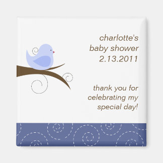 Swirly Bird Custom Baby Shower Favour Magnet