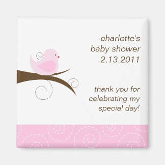 Swirly Bird Custom Baby Shower Favour Magnet