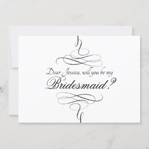 Swirly Black And White Artsy Bridesmaid Invitation