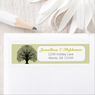 Swirly Black Tree Green Borders Typography Labels