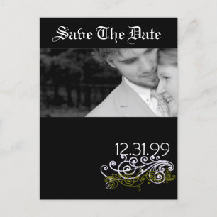 Swirly Black & White Save The Date Announcement Postcard