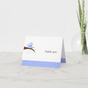 Swirly Blue Bird Note Card Thank You Note Folded