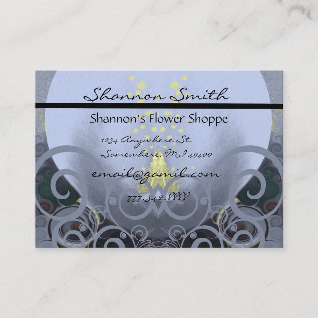 Swirly Cala Lilly Business Card (Front)